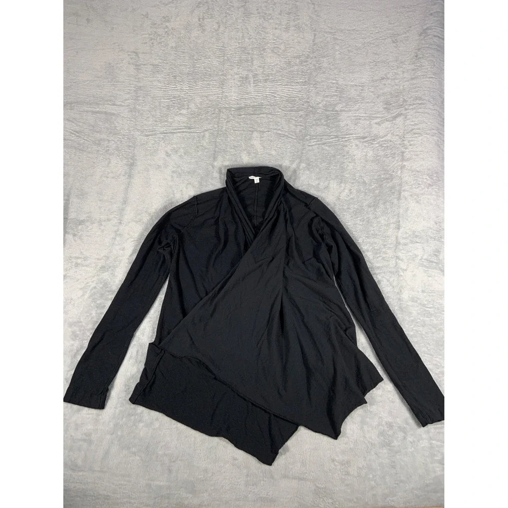 James Perse Cardigan Womens Size 4 Black Long Sleeve USA Cotton